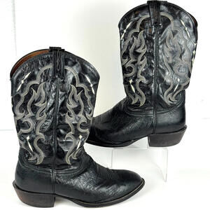 Tony Lama Men's 12 EE Bonham 13" Round Toe Ostrich Black Western Boots CJ7871